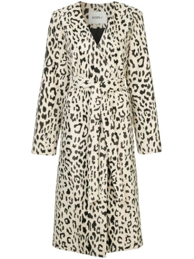 Goen J Goen.j Leopard Print Faux-fur Coat - White