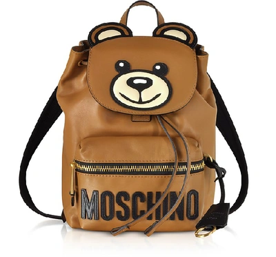 Moschino Brown Leather Teddy Bear Backpack