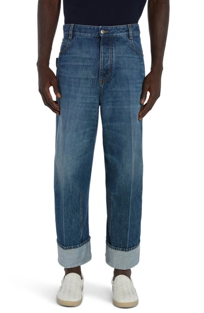 Bottega Veneta Curved Nonstretch Denim Jeans In Mid Blue