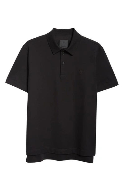 Givenchy Classic Fit 4g Logo Embroidered Cotton Piqué Polo In Black