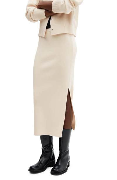 Mango Nora Sweater Knit Midi Skirt In Light Beige