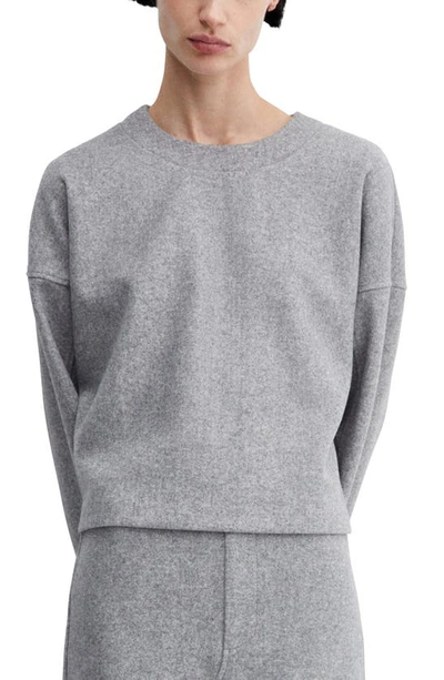 Mango Max Seamed Pullover Sweatshirt In Medium Heather Grey