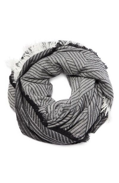 Totême Monogram Stripe Wool Blanket Scarf In Black