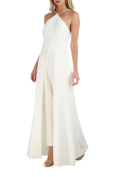 Julia Jordan Halter Walk-through Jumpsuit In Ivory