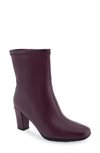 Aerosoles Cinnamon Block Heel Mid Boot In Pomegranate Leather