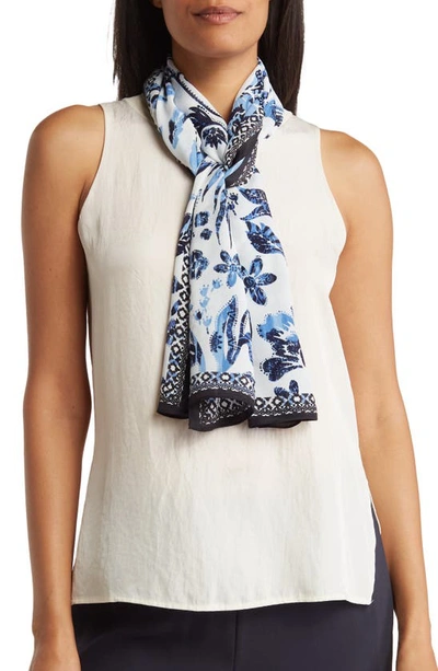 Vince Camuto Batik Bird Oblong Scarf In Blue