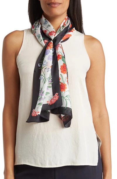 Vince Camuto Botanical Floral Scarf In Black