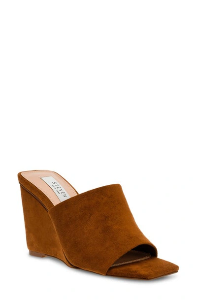 Steven New York Jorry Wedge Slide Sandal In Cognac