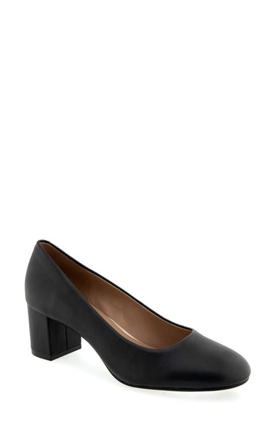 Aerosoles Ebel Block Heel Pump In Black Leather