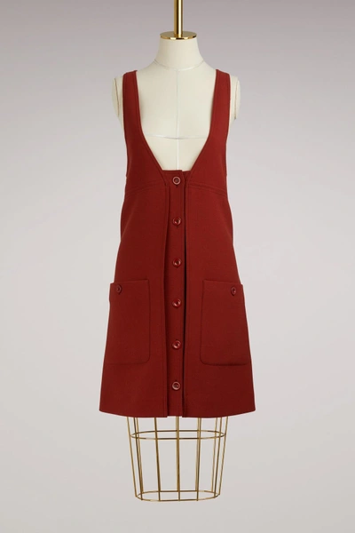 Chloé Buttoned Wool Mini Dress In Rusty