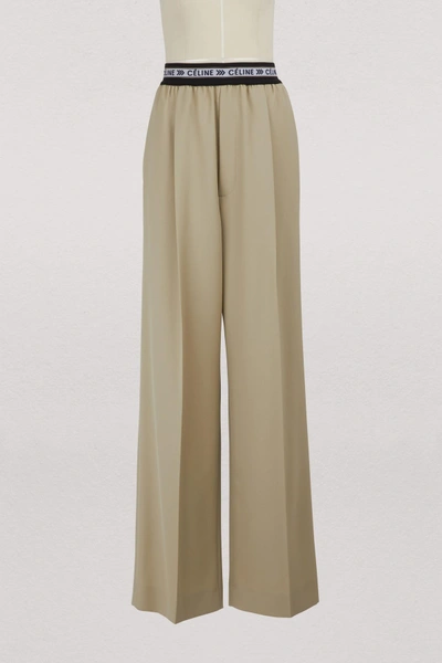 Celine Fluid Trousers In Soft Wool In Ficelle