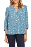 Nydj High-low Crepe Blouse In Blue Vista