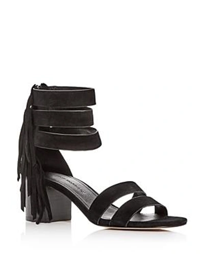 Sigerson Morrison Women's Ran Fringed Suede Block-heel Sandals In Black