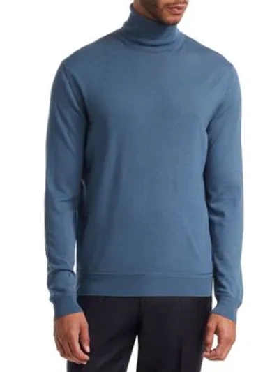 Ermenegildo Zegna Men's Wool-cashmere Turtleneck Sweater In Blue