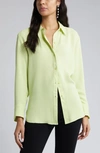 Open Edit Button Down Shirt In Green Calm