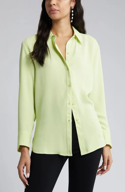 Open Edit Button Down Shirt In Green Calm