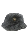 Kurt Geiger Faux Fur Bucket Hat In Grey