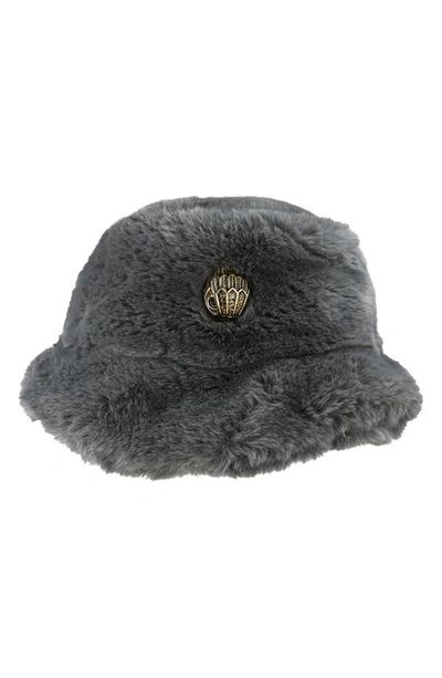 Kurt Geiger Faux Fur Bucket Hat In Grey
