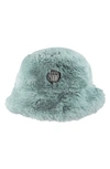 Kurt Geiger Faux Fur Bucket Hat In Mint Green