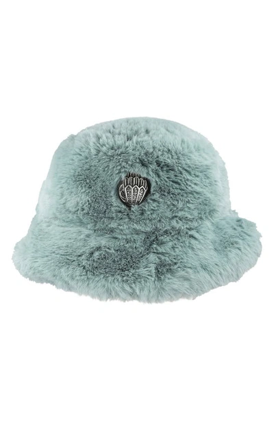 Kurt Geiger Faux Fur Bucket Hat In Mint Green