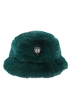 Kurt Geiger Faux Fur Bucket Hat In Dark Green