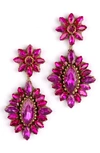 Deepa Gurnani Alianah Crystal Drop Earrings In Fuchsia