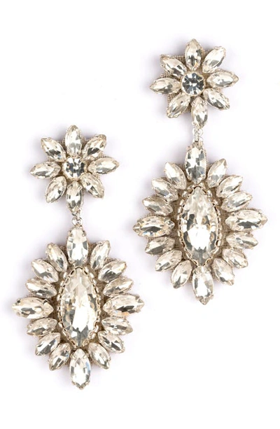 Deepa Gurnani Alianah Crystal Drop Earrings In Silver