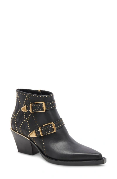 Dolce Vita Ronnie Pointed Toe Bootie In Black Leather