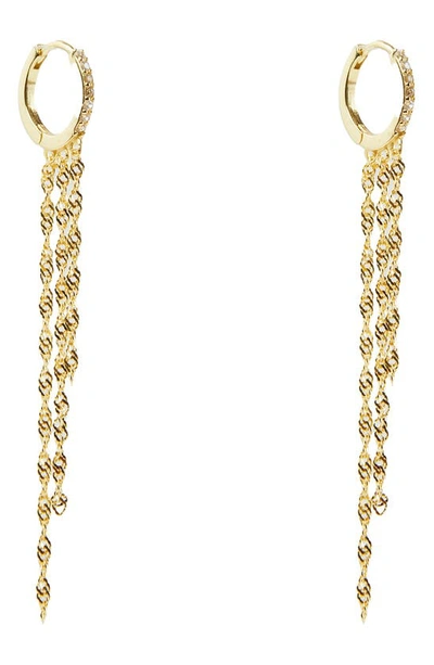 Argento Vivo Sterling Silver Cubic Zirconia Singapore Chain Hoop Drop Earrings In Gold