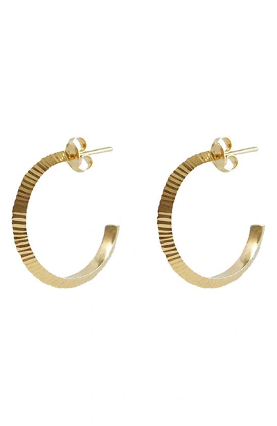 Argento Vivo Sterling Silver Diamond Cut Hoop Earrings In Gold