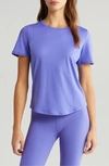 Zella Perforated Crewneck T-shirt In Purple Opulence