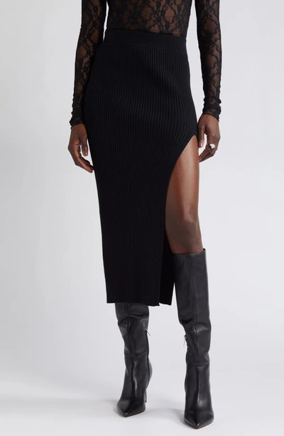 Open Edit Rib Sweater Skirt In Black