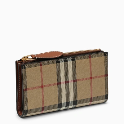 Burberry Beige Wallet With Vintage Check Pattern In Coated Canvas