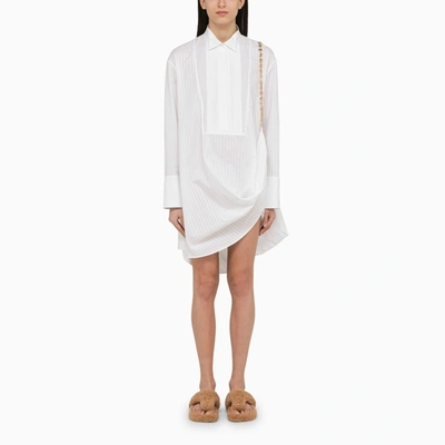 Balenciaga White Cotton Shirt Dress In Orange