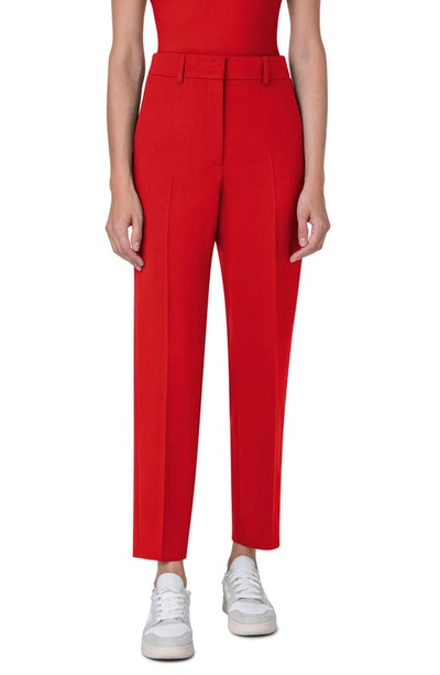 Akris Punto Slim Leg Stretch Modal Pants In Red