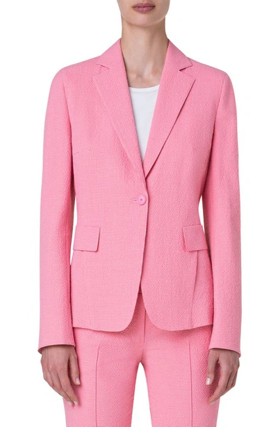 Akris Punto Stretch Seersucker Blazer In Flamingo