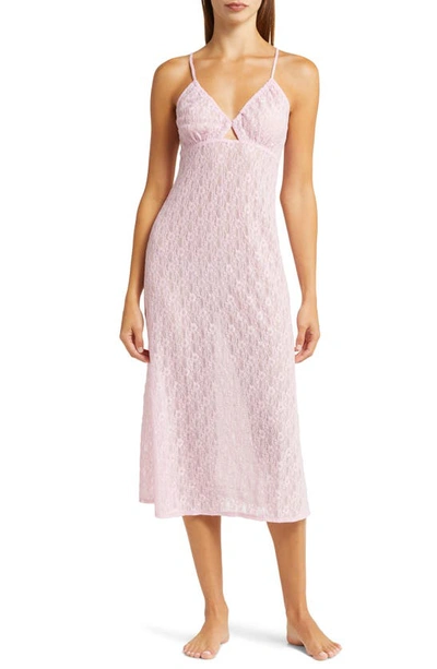 Open Edit Cutout Lace Nightgown In Pink Pirouette