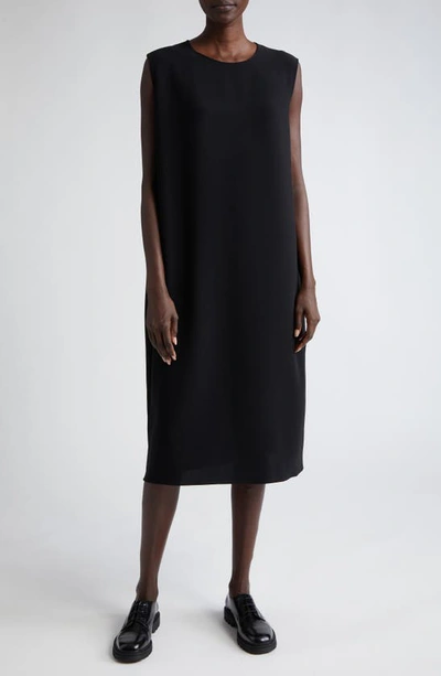 The Row Mirna Double Face Cady Shift Dress In Black