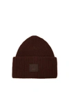 Acne Studios Pansy S Face Ribbed-knit Beanie Hat In Brown
