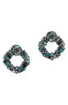 Deepa Gurnani Katya Crystal Frontal Hoop Earrings In Emerald