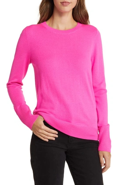 Caslon Wool Blend Crewneck Sweater In Pink Neon