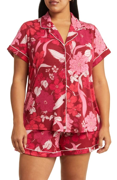 Nordstrom Moonlight Eco Short Pajamas In Red Velvet Lisolette Flora
