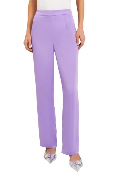 Misook Mid-rise Straight-leg Crepe De Chine Trousers In Lavender Field