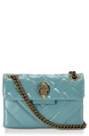 Kurt Geiger Mini Kensington Quilted Leather Crossbody Bag In Medium Blue