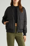 Zella Quilted Zip Bomber Jacket In Black