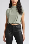 Open Edit Knit Blouson Crop Top In Green Halo