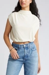 Open Edit Knit Blouson Crop Top In Ivory Dove