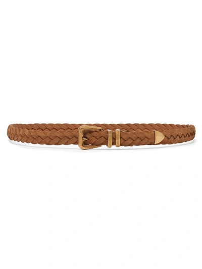 Brunello Cucinelli Men's Reversed Calfskin Braided Belt With Tip In Brown
