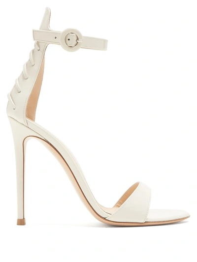 Gianvito Rossi Corset 105 Lace-up Patent-leather Sandals In Off White
