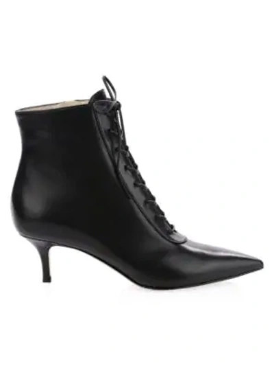 Gianvito Rossi Leather Lace-up Kitten Heel Booties In Black